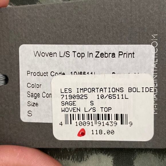 NWT M Made in Italy Silk Woven Long Sleeve Zebra Print Size is S   see Video!!! - Picture 3 of 16